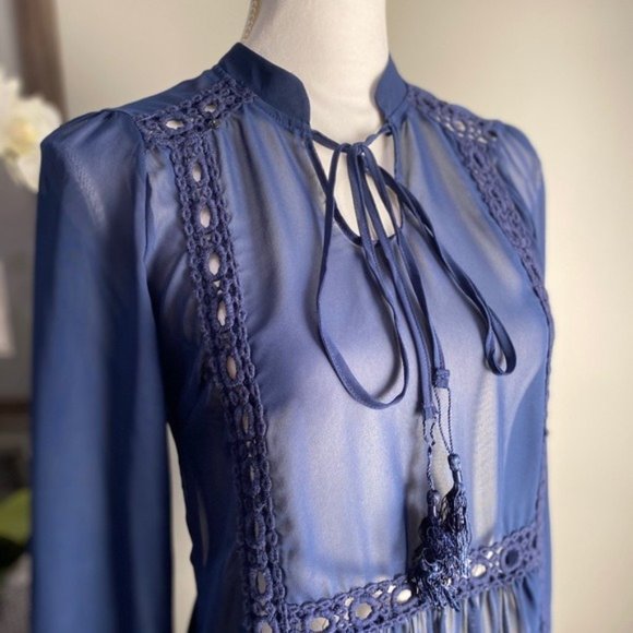 Romeo & Juliet Sheer Tunic Dress/Cover-Up Navy XS - Picture 3 of 9